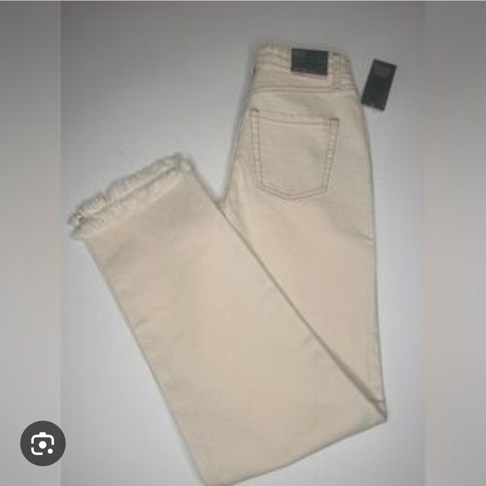 wild fable Cream Straight-Leg Jeans with Frayed Hem